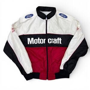 Vintage Team Ford Motorcraft Racing Windbreaker Jacket Black Red White USA Made